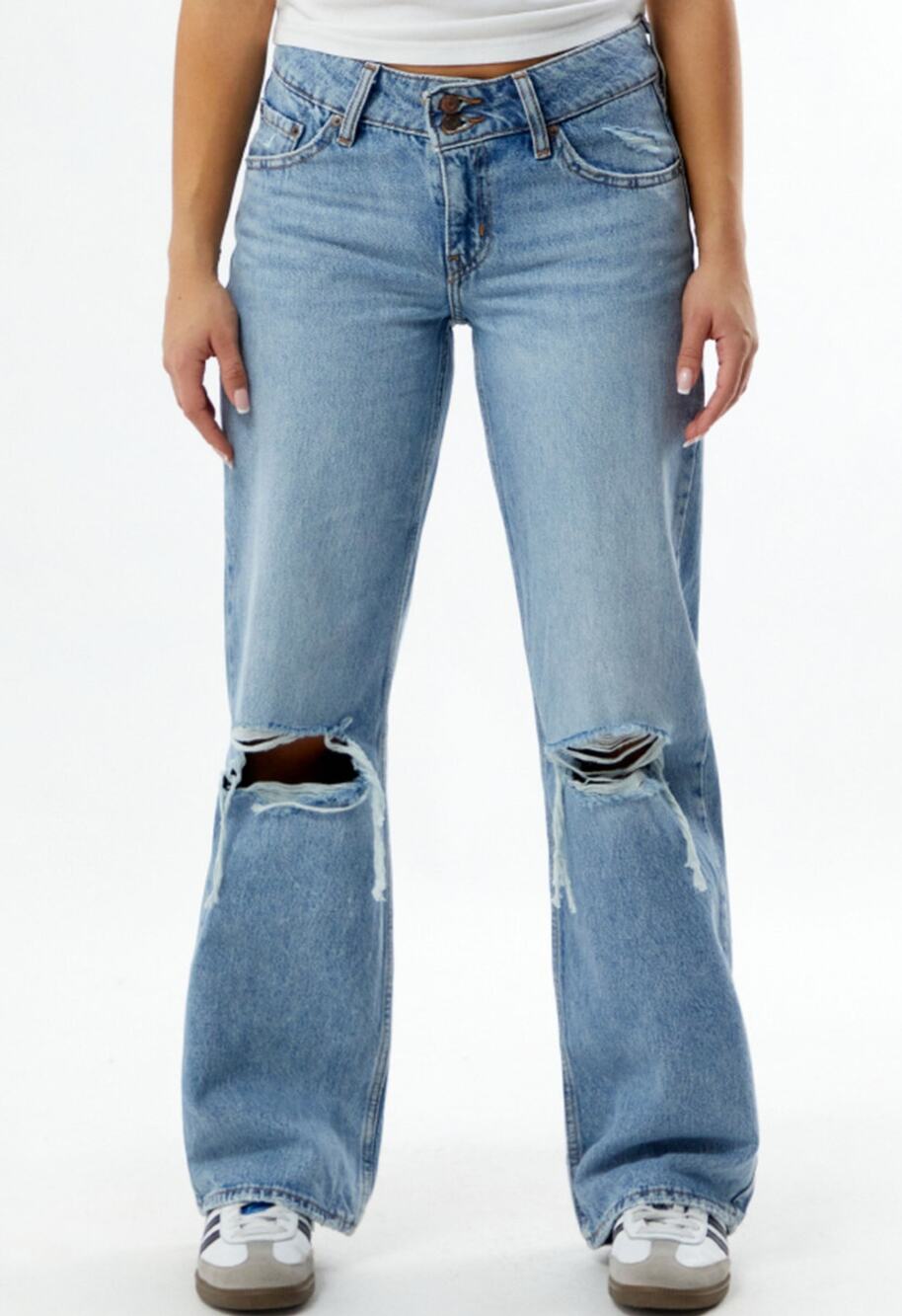 Levi's Medium Indigo Ripped Superlow Loose Jeans 25x32